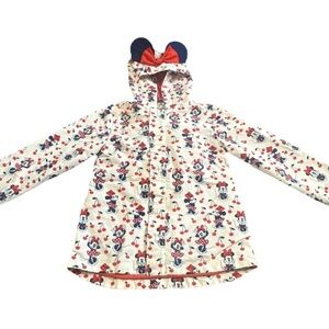 Disney Minnie Mouse Girls Lightweight Hooded Rain Jacket Backpack 7/8